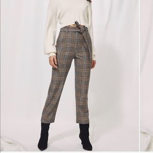 Aritzia tie front plaid pants